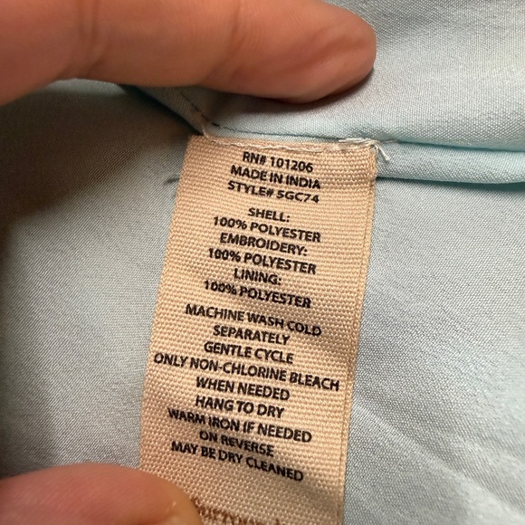 Soft Surroundings Light Blue Floral Maxi Dress with Gold Print - Picture 10 of 10